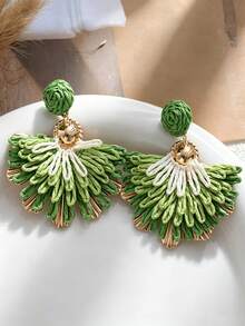 2pcs Handmade Woven Tassel Earrings, Fresh Spring Jewelry, Suitable For Outdoor Dates, Gift Giving - Multicolor - View 1