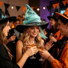1pc Pleated Halloween Party Butterfly Witch Durable Gothic Witch Hat Tall Pointed Cone Top Mesh Yarn Cosplay Dress Up Hat - View 3