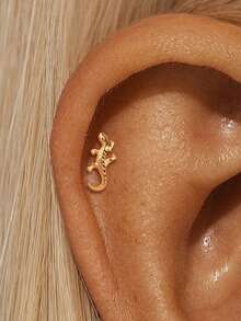 EleRunis 1pc 925 Sterling Silver Exquisite Ocean Animal Flat Back Labret Stud, Shell Cartilage/Ear Lobe/Helix Piercing Jewelry, Punk Style Delicate Jewelry, Suitable For Daily Wear And Party - Gold - View 19
