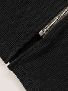 CHUU Letter Cherry Embroidery Long Sleeve T-Shirt Women Autumn Ruched Zipper Cardigan Short Top - Black - View 8