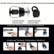 1 Set Faucet Aerator, 360° Rotating Water-Saving Faucet Nozzle, Includes Sealing Tape And Universal Adapter, Anti-Splash Faucet Filter, Suitable For Kitchen And Bathroom Sinks, Easy Installation Aerator - 1pc - View 7