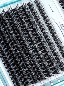 640/528pcs D Curl Faux Mink False Eyelashes Set, 10D-150D Mixed Density, Soft & Lightweight Self-Adhesive DIY Cluster Lashes, Suitable For Daily Home Layered Eye Makeup - D - View 6
