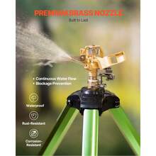 Aspersor de Impacto Sobre Base de Trípode, Aspersores de Trípode de Altura Ajustable con Cabezal de Latón y Conector de 3/4" NH, Aspersor de Riego de Cobertura de Área Grande de 360°, Verde - 3/4" NH - Ver 6