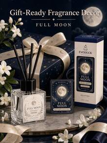 EVODUCK Full Moon Phase Crystal Reed Diffuser 50ml, Moonlight Jasmine Scented Essential Oil Diffuser, Built-In White Crystal, Comes With 4 Fiber Reeds, Aesthetic Moon Style Room Decor, Birthday Gift For Her, Suitable For Bedroom, Bathroom, Desk, Shelf, Small Spaces, Home Decor Gift - Mixed Fragrance - View 11