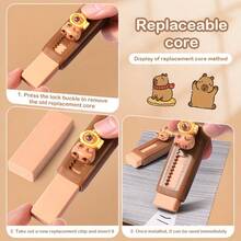 1/4pcs Capybara Erasers, Capybara Theme Push-Pull Design, High-Quality Synthetic Rubber, Flat Striped Pattern, Plastic, Feather-Free, Office Supplies, Random Color Delivery - Multicolor - View 9