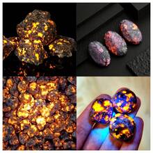 Natural Yooperlite Flame Stone Raw Rough Tumbled Palm Stone Chips Gravel UV Fluorescent Fire Rock Mineral Specimen Aquarium Vase Filling Desktop Decor - Multicolor - View 1