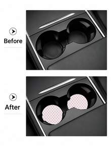2pcs Set Minimalist Pink Polka Dot Pattern Car Cup Holder Coasters - Non-Slip Leather Material, Round Cup Holder Design, Easy To Clean, Perfect Accessory For Car Interior - Suitable For Car Owners - Suitable For Daily Use - Great Gift For Car Enthusiasts - Multicolor - View 5