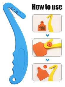 Blue Yellow Livestock Ear Tags Remover Cutter Portable Plastic Handle Ear Tag Cutting Tool Farm Animals Cattle Cow Goat Sheep Identification Tag Removal Knife - As Picture - View 3