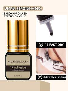 Premium 0.5s Quick Dry Eyelash Extension Glue 5ml, Luxury Low Odor Mink Lash Adhesive, Ultra Strong Bond Lasts 6-8 Weeks - Black - View 8