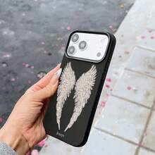 Y2K 時尚可愛亮片暗黑天使翅膀保護手機殼，適用於 iPhone 17 Pro Max 17 Pro 17 16 Pro Max 16 Pro 16 15 Pro Max 15 Pro 15 14 Pro Max 14 Pro 14 13 Pro Max 13 Pro 13，復古女孩風防震軟殼後蓋 - 彩色 - 查看 2