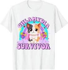 Chlamydia Survivor Cat Expression T-Shirt For Womenadult Humorous T-Shirt With Unique Cat Patterns, Cat Lo,Daily Outfit For Women,Perfect Gift For Her - White - View 1