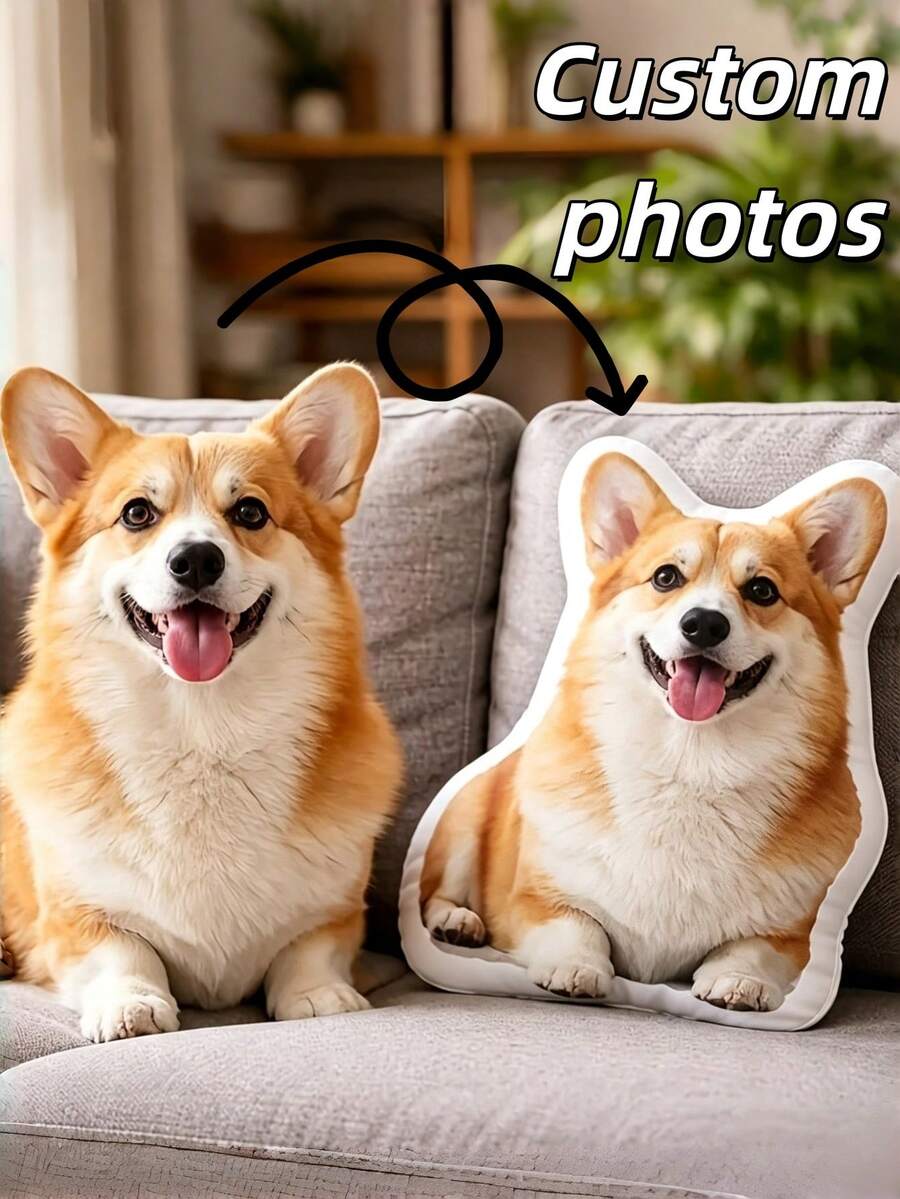 Bantal Foto Personalisasi DIY untuk Dekorasi Rumah dan Kamar Tidur, Hadiah Mainan Boneka untuk Pasangan, Orang Tua, dan Hewan Peliharaan - MultiWarna - View 1