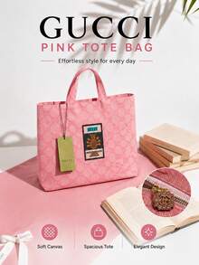Gucci Pink Tote Bag 38*59cm, Canvas Fabric, Durable And Practical, Large Capacity For Commuting And Travel, Exquisite And Versatile Gift Box - Pink - View 2