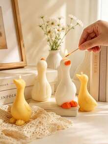 Cute Duck Candle Silicone Mold, Large And Small Sizes Available, Adorable Animal Design 3D Standing Duck Shape Resin Home Desktop Decor, Party Decoration Handmade Plaster Clay Tool, Companion - Duck Mold - View 7