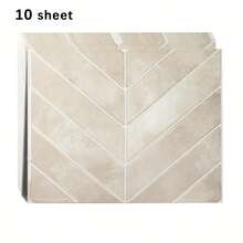 Beige Diagonal Textured Self-Adhesive Wall Tiles, Waterproof Oil-Proof Stain-Resistant Cuttable, Suitable For Kitchen Bathroom Home Decor, Rental-Friendly DIY Wall Renovation Stickers - V-shaped Tiles - View 9