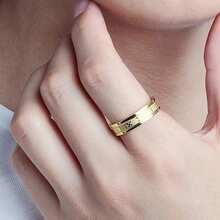 Vintage Roman Numeral Stainless Steel Couple Rings, 6mm Matte Engraved Clock Band, Silver, Black, Gold 3 Colors Waterproof Hypoallergenic Titanium Wedding Commitment Rings, Minimalist Punk Jewelry Gift For Men And Women Daily Wear - Multicolor - View 5