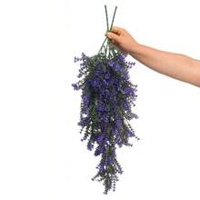 2 PCS Purple Hanging Lavender, UV-Resistant Plastic Flowers. Perfect For Porch, Yard, Flower Pots, Living Room, Balcony & Office. Great For Home, Wedding, Party And Holiday Decor. All-Season, Maintenance-Free For Indoor And Outdoor Use. - Violet Purple - View 10