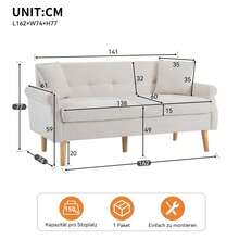 Grey 2 Seat Sofa - Modern Velvet Chenille Fabric Couch - Beige 2 Seat - View 8