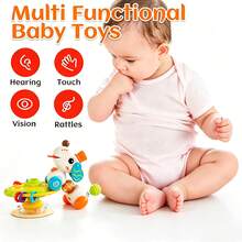 Cartoon Dog Suction Spinning Rattle Toy Fine Motor Training Multi Texture Sensory Early Learning Play Toy Hand Eye Coordination Brain Cognition Training Baby Shower Birthday Gift For Infants - Multicolor - View 5