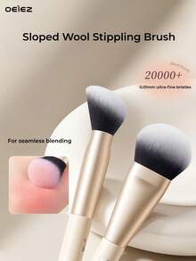 OEIEZ Angled Wool Blush Brush, Ultra-Fine Soft Bristles, Contoured Fit To Face Shape, Natural Blending, Suitable For Beginners - Multicolor - View 2