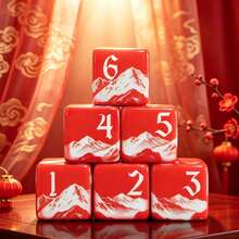 6 pezzi Dadi da gioco D6 con motivo montagna innevata rossa, dadi acrilici a sei facce con paesaggio, adatti per serate di giochi da tavolo e collezionabili, dadi per giochi da tavolo con scena di montagna - Multicolore - Visualizzare 3