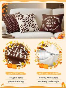 1件/4件裝 單面印花枕套 靠墊套 床上用品，現代沙發裝飾枕套，紅褐色，柔軟舒適面料，透氣防起球，可拆卸枕套 - 紅棕色 - 查看 7