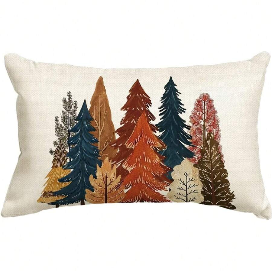 1 buah Sarung Bantal Motif Daun Oranye Musim Gugur, Sempurna untuk Dekorasi Sofa Musim Gugur dan Musim Panen Thanksgiving, Satu Sisi, Tidak Termasuk Isian Bantal - Krem - View 1