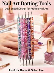 1pc Nail Art Dotting Pen, Nail Tool Set, Polka Dot Pen, Dedicated Dotting Pen With Multiple Heads For Gel Dotting And Outlining, Line Pen, Painting Pen, Can Dot Rhinestones, Can Dot Flowers - Multicolor - View 3