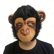 1pc Halloween Mask, Scary White Face Demon, Escape Room Haunted House Prank Cosplay Party Prop - 1pc Monkey Mask - View 6