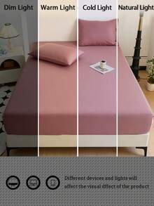 Juego de 3 piezas de sábanas de color camello, cepilladas, suaves, cómodas y amigables con la piel - Rosa vieja - Ver 8
