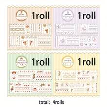 4 Rolls Strawberry Heart Series Basic Style Washi Tape, Full Wrap Design, Rich Content, Easy To Tear, Meets Various Scrapbooking Needs, Easily Create Scrapbook Art Crafts - Multicolor - View 5