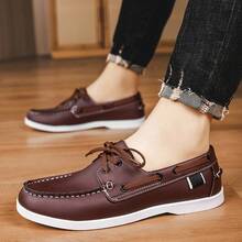 Men's Bean Loafers Comfortable All-Season New Style Slip-On Sneakers Fashion Shoes Niche Design British Style Shoes Business Casual Daily Walking Shoes, Vintage Round Toe Thick Sole Men's Dress Shoes Fashion Wear-Resistant Casual Men's Shoes - Brown - View 9