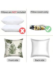 shangxia 1PC--Morandi Olive Green Hand-Painted Palm Leaf Print Pillowcase, Cream White Background Ink Brush Tropical Monstera Leaf Pattern Cushion, Living Room Wabi-Sabi Cream Style Soft Decor Pillow--(Pillow Insert Not Included)---(Multiple Sizes)---(No Embroidery)---(Single-Sided Print) - Multicolor - View 5