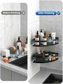 2pcs Stainless Steel Rust-Proof Bathroom Shelf, Large Capacity Shower Caddy, Suitable For Bathroom Storage And Home Decor, No Drilling Required - Multicolor - View 8
