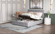 Bed Frame Grey Upholstered Fabric - 203x140x106cm - 灰色 - 查看 4