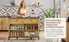 Kitchen Island Country Style – With 2 Drawers And 4 Open Shelves, Black Marble Worktop, Metal Frame - Black and Natural - View 8
