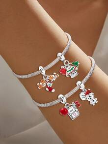 1pc Fashionable Exquisite Mushroom Dress Tree Beaded Pendant, Suitable For DIY Jewelry Making Such As Bracelets, Necklaces, Etc., Perfect Gift For Women And Girls - Silver - View 3