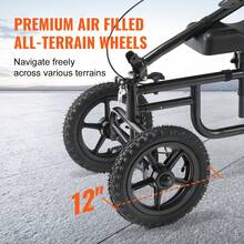 Patinete de Rodilla Plegable Orientable de Acero al Carbono con Manillar Ajustable en Altura y Rodillera, Rueda Todoterreno, Frenos Dobles, Recuperación de Piernas, Carga de 160 kg, Negro - Negro - Ver 4