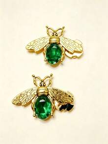 2pcs Shirt Button Set, Diamond Insect Pattern Diamond Cufflinks, Vintage Cufflinks, Clip-On Buttons, Suitable For Dresses, Weddings, Formal Wear Decoration, Clothing Accessories, Gifts And Christmas Party Decorations - Gold - View 10