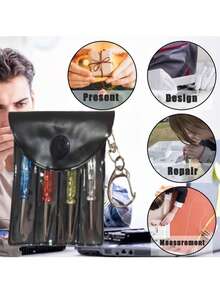 3/4 Packs Mini Precision Screwdriver Keychain Set With Portable Leather Storage Pouch, PH00 Cross, Y-Type & Flat Slotted Bits, Pocket Size Repair Tool Kit With Key Ring, Ideal Mini Hand Tool Gift For Electronics, Glasses, Daily Home Maintenance - Multicolor - View 9