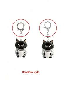 2D Flat Black Cat Holding Water Cup Pattern Keychain, Cute Pet Cat Keychain, Beautiful Fashionable Key Ring Wallet Handbag Decoration, Fashionable Cat Party Keychain, Novel Acrylic Design Key Ring Decoration, Durable And Lightweight, Suitable For Car Keychain, Phone Keychain, Backpack And Wallet Keychain Decoration - Can Be Used As Birthday Gift, Pet Lover Keychain Car Key Bag Pendant - One Size Fits All - View 8
