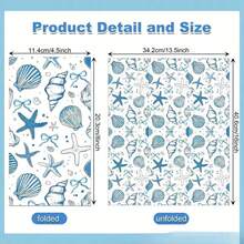 20pcs / 40pcs / 60pcs 13.5*16 Inch Blue Ocean Theme Rectangular Disposable Napkins, Absorbent Double-Layer Foldable Guest Hand Towels, Blue & White Shell, Starfish, Ship Wheel Print Coastal Nautical Style, Summer Beach Party Table Decor - View 7
