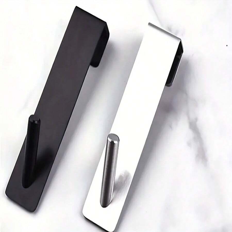 2pcs Shower Door Hooks - Frameless Wall-Mounted Bathroom Hooks - Space-Saving Modern Style, Suitable For Glass Doors, Shower Curtain Rods, Towel Racks - Easy Installation, Black, Silver, Gold