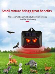 Solar Powered Animal Repellent, Waterproof Predator Eye Nighttime Animal Deterrent Device With Red LED Light, Large Coverage Outdoor Repellent Equipment, Effectively Scaring Away Rabbits, Mice, Squirrels, Deer, Foxes, Wild Boars, Birds, Suitable For Gardens, Farms, Villas - Multicolor - View 4