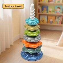 1 Set Multi-Shape Rotating Tower Toy, Rotating Stacking And Matching Game, Enhances Color Recognition, Cognitive Development Toy, Children's Holiday Toy - Multicolor - View 13