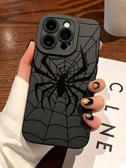 Fashionable High-End Black Spider Web Pattern, Suitable For IPhone17/17Pro/17ProMax/16/16Pro/16ProMax/15/15Pro/15ProMax/14/13/12/11 As A Gift For Family And Friends, Suitable For Birthday, Spring Festival, Holiday Celebration, Couple Anniversary