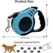 3 Meters/5m Retractable Pet Leash, Easy To Store And Manage, Durable Nylon Rope Style Leash, Suitable For Small And Medium Dogs - Multicolor - View 2