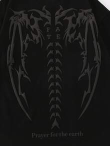 Herren Kurzarm-T-Shirt Sommer Casual Bedrucktes Schweres Baumwoll-T-Shirt mit Rundhalsausschnitt - Schwarz - Übersicht 3