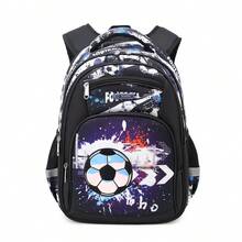 2047 Black Soccer Elementary School Backpack Personalized Children's Backpack - Black Football - View 10