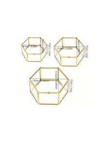 1pc Luxury Hexagonal Glass Jewelry Display Box - Decorative Storage Box For Organizing - Brass Frame, Wedding Gift, Ring, Bracelet, Earring Holder, Mother's Day, Spring Home Room Decor, Jewelry Collector Fashion Storage Box, Sun Travel Cool Back To School - Multicolor - View 9